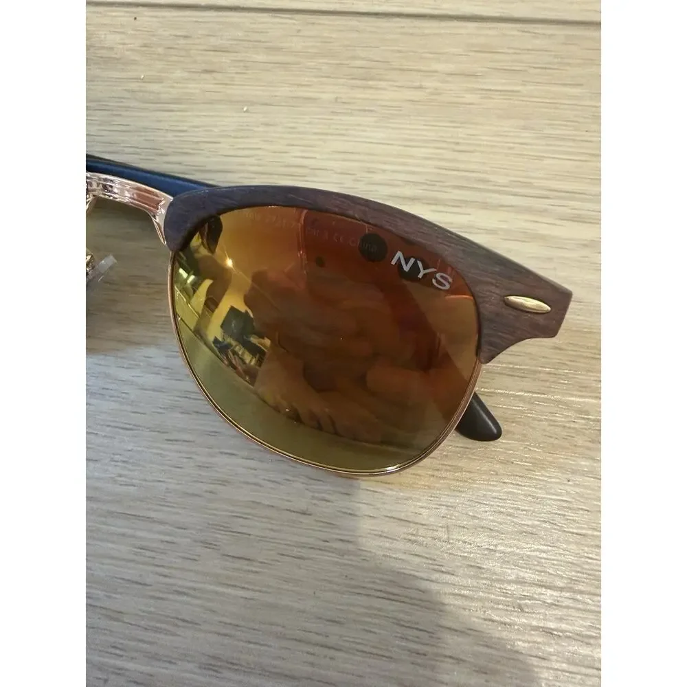 NYS Sunglasses 2721-79 CAT.3 Wood Frames Gold And Brown